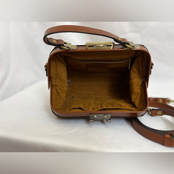 Patricia Nash Brown Gracchi Frame Tooled Leather Satchel Crossbody Bag STUNNING! - Picture 7 of 11